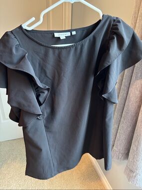 Chico's Black Ruffle-Sleeve Blouse